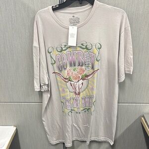 Cream Oversized Graphic Tee Short Sleeve